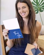 VNS Creations 100 pack Thank You Cards with Envelopes & Stickers - Classy 4x6 Blank Thank You Cards Bulk Box Set - Large Thank You Notes for Wedding, Small Business, Baby & Bridal Shower (Navy Blue) - Image 5
